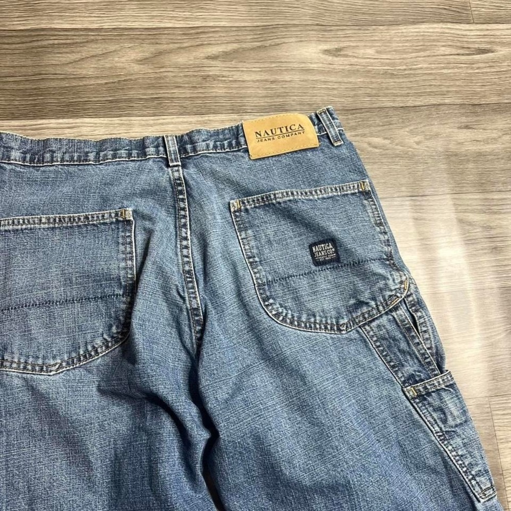 Nautica Distressed Faded Blue Denim Carpenter Jeans